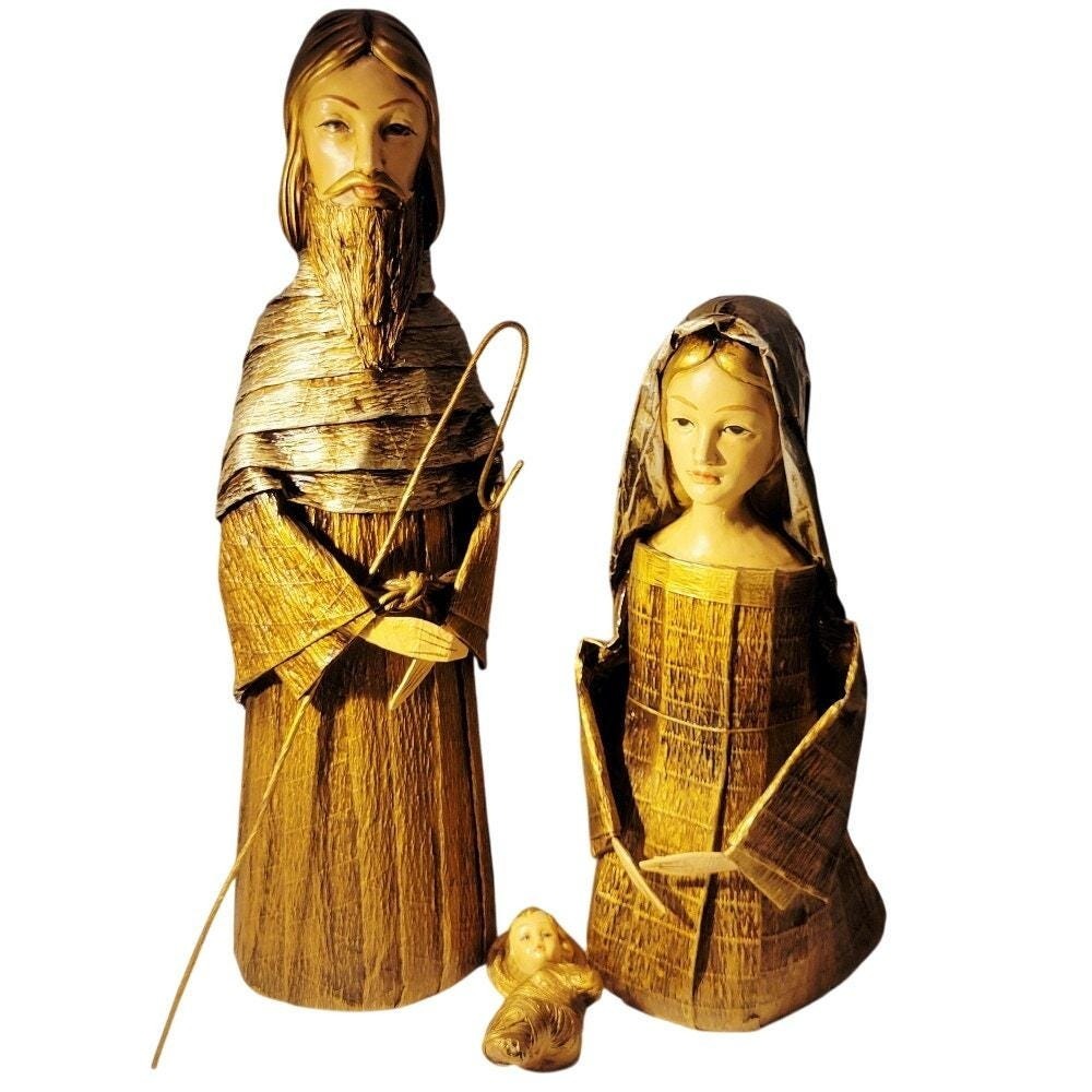 VTG Schmid Bros Christmas Nativity Set Jesus Mary Jospeh‎ Paper Mache Figurines